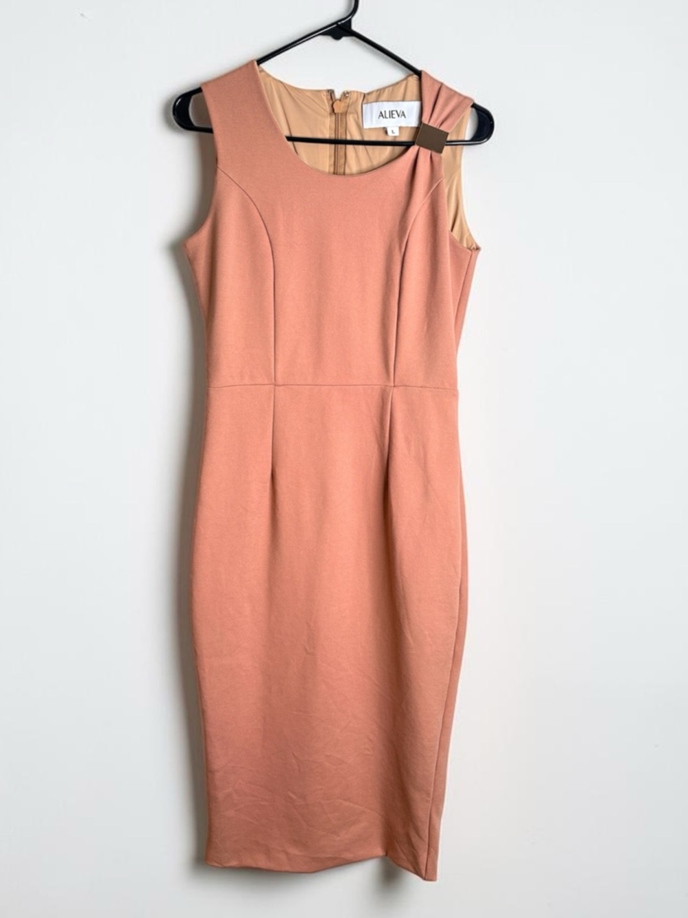 ALIEVA Pink Sleeveless Sheath Midi Dress Size Large Rose stretchy